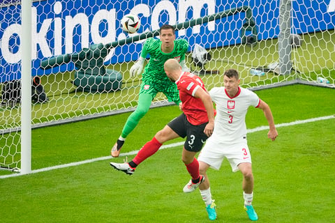 Gernot Trauner scores a goal against Poland